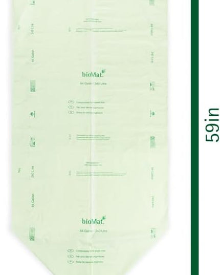 bioMat 64 Gallon Compostable Compost Bin Liners, 10 Count, Extra Large Kitchen Compost bags for Food Waste, BPI ASTM D6400 Certified Kitchen Food Scrap Waste Bags
