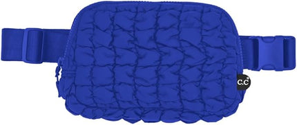 C.C Quilted Puffer Fanny Pack For Women Unisex - Daily Waist Crossbody Belt bag With Adjustable Strap (Cobalt Blue)