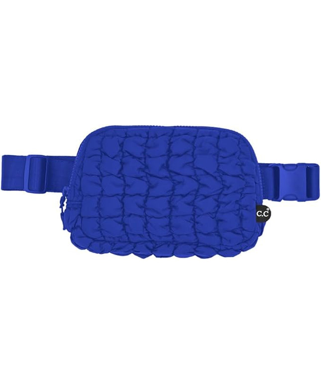 C.C Quilted Puffer Fanny Pack For Women Unisex - Daily Waist Crossbody Belt bag With Adjustable Strap (Cobalt Blue)