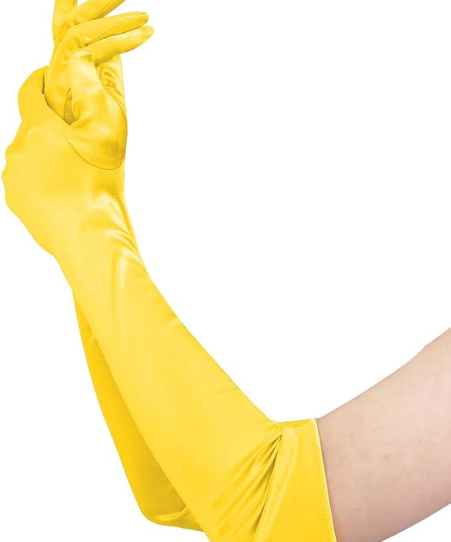 Lansian Long Opera Party Gloves for Women 1920s 20s Satin Gloves Costumes Elbow Length Bridal Evening Dress, 21 inches