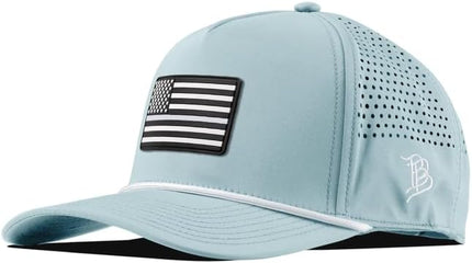 Branded Bills Vintage Old Glory PVC Curved 5 Panel Rope Hat, Fits 7-7 7/8, Adjustable Snapback | Lightweight, Comfort Stretch