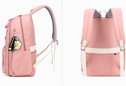 KK Bags Backpack Bookbag Outdoor Daypack Kkbags with Accessories for College High Middle School Student (Pink)