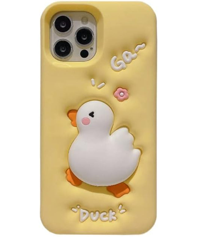 Case for iPhone 11,Cute 3D Kawaii Phone Cases Funny White Duck Yellow Cartoon Cover Soft Silicone Gel Drop Protection Case Women Girls for iPhone 11