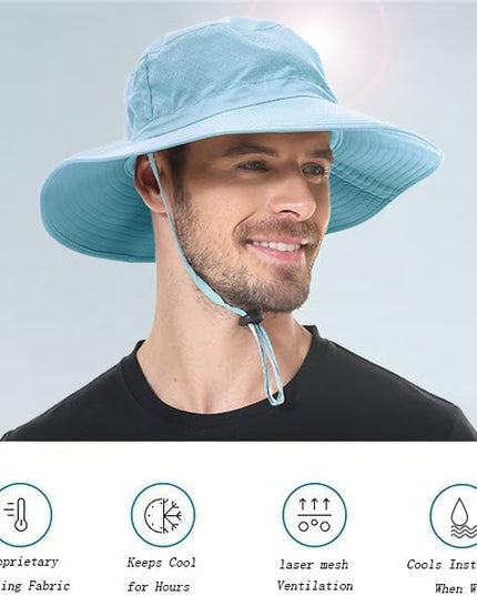 ZOORON Boonie Hat UPF 50+ Cooling Sun Hat for Men and Women,Wide Brim Bucket Hats with UV Protection for Safari Hiking Beach