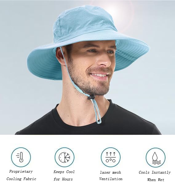 ZOORON Boonie Hat UPF 50+ Cooling Sun Hat for Men and Women,Wide Brim Bucket Hats with UV Protection for Safari Hiking Beach