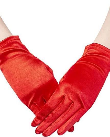 Sahabowi Satin Gloves Formal Bridal Banquet Party Wedding Opera Solid Colorful Mitten For Women