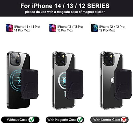 Mizi Magnetic Card Wallet Holder for Apple Magsafe, Phone Stand & Card Holder for Apple iPhone 15/14/13/12 Series - Black