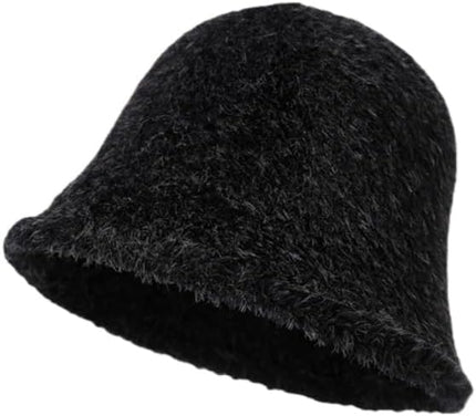 Winter Plush Fuzzy Polyester Bucket Hat Fisherman Hats for Women Men Bucket hat