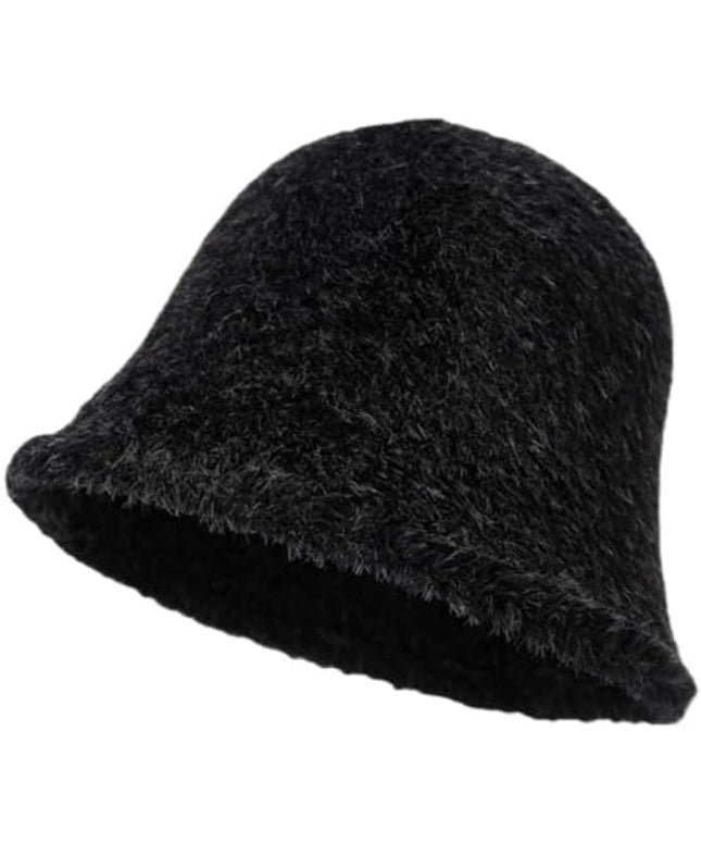 Winter Plush Fuzzy Polyester Bucket Hat Fisherman Hats for Women Men Bucket hat