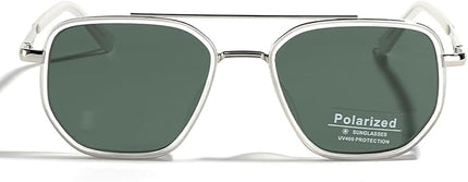 Polarized TR90 Sunglasses Vintage Square Flattop Sun Glasses Double Bridge Metal UV400 Eyewears