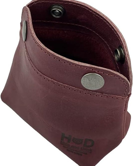 Hide & Drink, Leather Double Snap Pouch, Coin Purse, Cash & Card Holder, Cable Organizer, Makeup, Handmade Includes 101 Year Warranty (Sangria)
