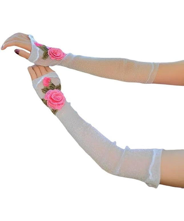 Specell Embroidered Flowers Lace Fingerless Gloves - for Bridal Wedding Cocktail Tea Party Evening Prom Costumes Cosplay