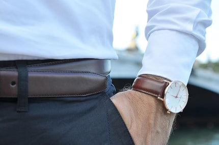Roberto Marino RM1423 Men’s Luxury Watch – Japanese Quartz, Leather Strap, White Dial, 3 ATM Water Resistant