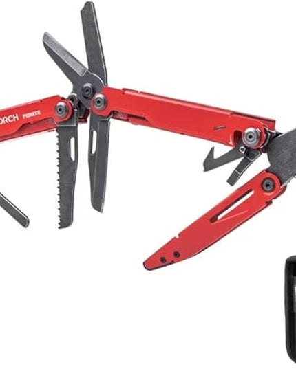 NEXTORCH PIONEER MT20 14-IN-1 Multi-tools Full-Size,Versatile Multi-tool Set with Scissors Needle Nose Pliers Pocket Clip Multi-tool (RED with Glass Breaker)