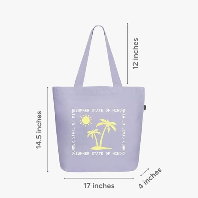 Ecoright Aesthetic Canvas Tote Bag for Women Large Zipper Tote Bags with Pocket, Womens Tote Bag for Yoga, Work, Beach
