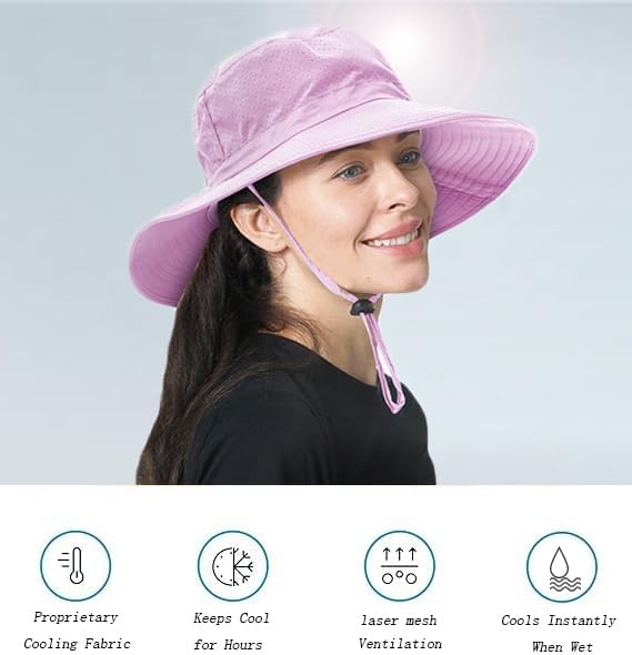 ZOORON Boonie Hat UPF 50+ Cooling Sun Hat for Men and Women,Wide Brim Bucket Hats with UV Protection for Safari Hiking Beach