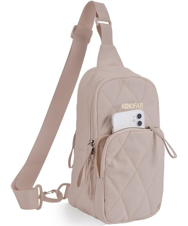 Womenquilted Puffer Crossbody Bag, Fanny Packs for Travel Hiking Lightweight Sling Backpack,Both Daily Commuting and Travel