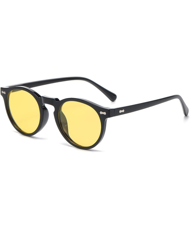 Gleyemor Vintage Polarized Sunglasses for Men Round Sunglasses UV400 Protection Retro Hand-crafted Acetate Frame