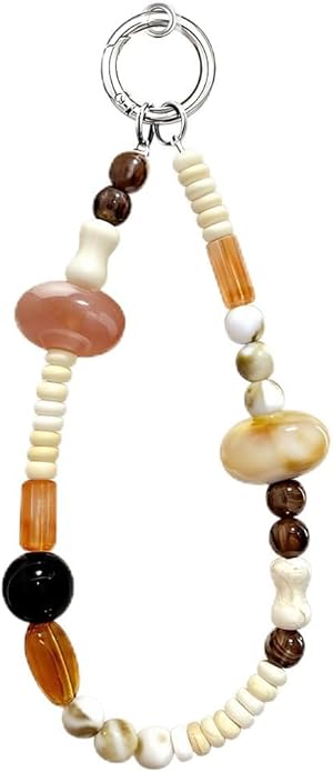 Vintage Elliptical Beaded Phone Wrist Strap Cute Phone Charm Lanyard Cellphone Chain Wristlet Wrist Straps for Phones Beaded Keychain Wristlet Bag Charms for Handbags Cellphone Bracelet Strap