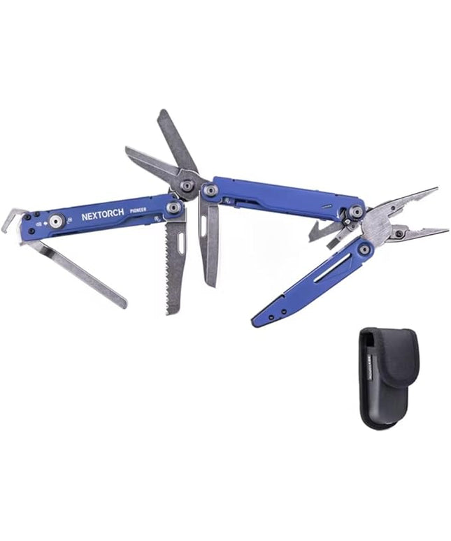 NEXTORCH PIONEER MT20 14-IN-1 Multi-tools Full-Size,Multi-tool Set with Scissors Needle Nose Pliers Pocket Clip Multi-tool for DIY Home Outdoors Everyday Carry Men Gift Color (BLUE with Glass Breaker)