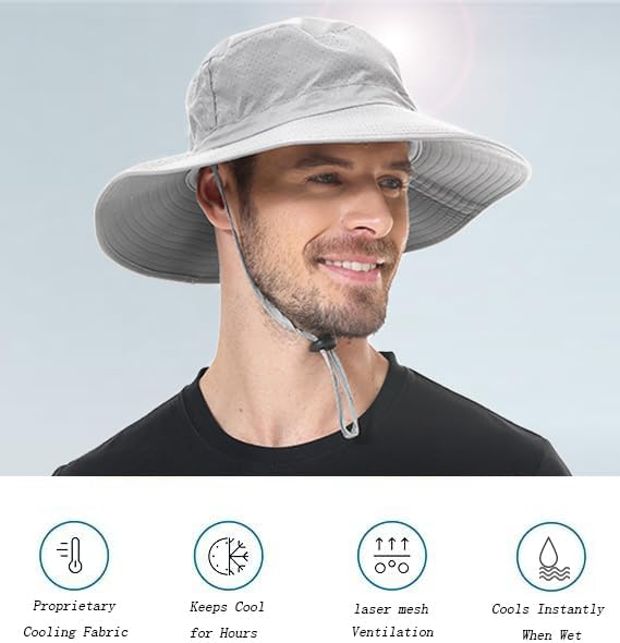 ZOORON Boonie Hat UPF 50+ Cooling Sun Hat for Men and Women,Wide Brim Bucket Hats with UV Protection for Safari Hiking Beach