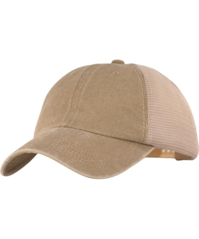 Vintage Washed Soft Crown Baseball Cap Plain Snapback Trucker Hat Men Women Adjustable Distressed Mesh-Back Ball Cap