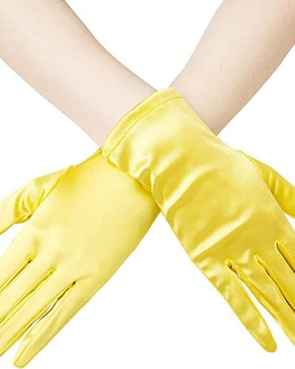 Sahabowi Satin Gloves Formal Bridal Banquet Party Wedding Opera Solid Colorful Mitten For Women