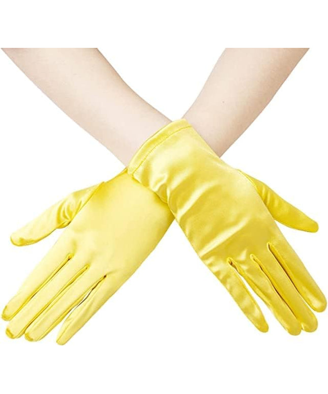 Sahabowi Satin Gloves Formal Bridal Banquet Party Wedding Opera Solid Colorful Mitten For Women