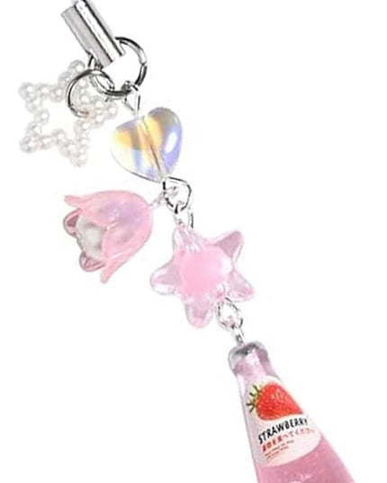 LIANXUE Crystal Bead Water Bottle Charm Pendant Keychain Star Flower Beaded Phone Lanyard Lightweight Backpack Pendant Keyring