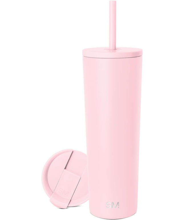 Simple Modern Insulated Tumbler with Lid and Straw | Iced Coffee Cup Reusable Stainless Steel Water Bottle Travel Mug | Gifts for Women Men Her Him | Classic Collection | 28oz | Blush