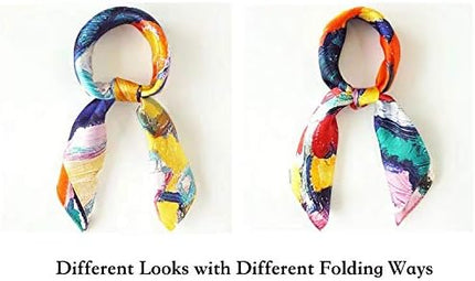 ANDANTINO 100% Mulberry Silk Scarf -21” Lightweight Square Neckerchief – Breathable Digital Printed Scarves with Gift Packed