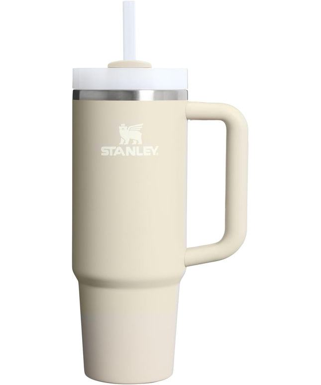 STANLEY Quencher H2.0 Tumbler with Handle and Straw 30 Fluid Ounces| Flowstate 3-Position Lid | Cup Holder Compatible for Travel | Insulated Stainless Steel Cup | BPA-Free | Exclusive Toasted Almond