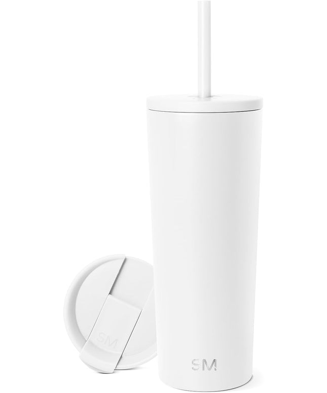 Simple Modern Insulated Tumbler with Lid and Straw | Iced Coffee Cup Reusable Stainless Steel Water Bottle Travel Mug | Gifts for Women Men Her Him | Classic Collection | 24oz | Winter White