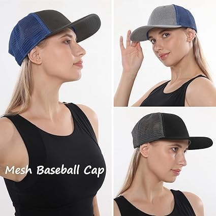 kozinu Unisex Trucker Hats Blank Mesh Snapback Hats Sport Plain Baseball Caps Adjustable Fitted Hat