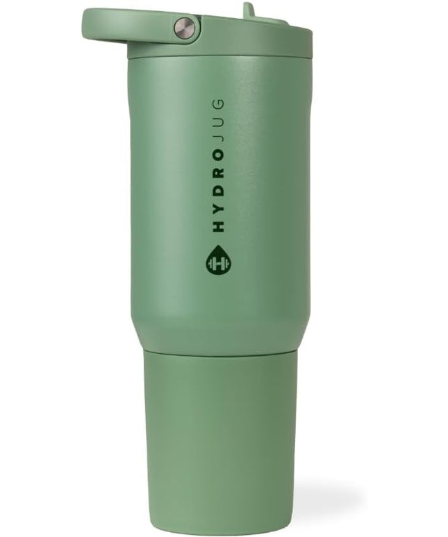 HydroJug Sport - Stainless Steel Tumbler with Straw, Vacuum Insulated, 20oz Leakproof Water Bottle, Ergonomic Design, Reusable, Dishwasher Safe, Rubber Base, Durable for Gym or Outdoors, Sage