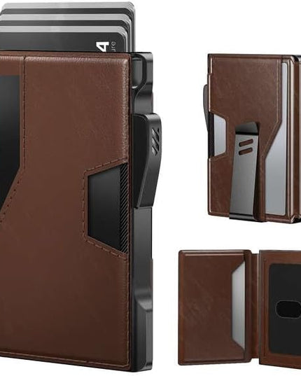 typecase Pop Up Wallet: Slim Wallet with Money Clip, Rfid-blocking, Minimalist, Small, Thin, Compact Card Case, Magnetic Bifold, Front Pocket Wallet, 9-13 Card Capacity, Mens Gifts Wallet - Brown