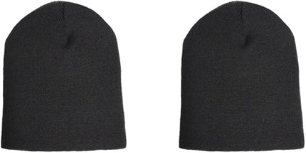 Short Beanie Hat Two Piece Set, Men Women Knitted Skull Cap for Fall and Winter, Stretchable Acrylic Material, 8.66" L 7" W