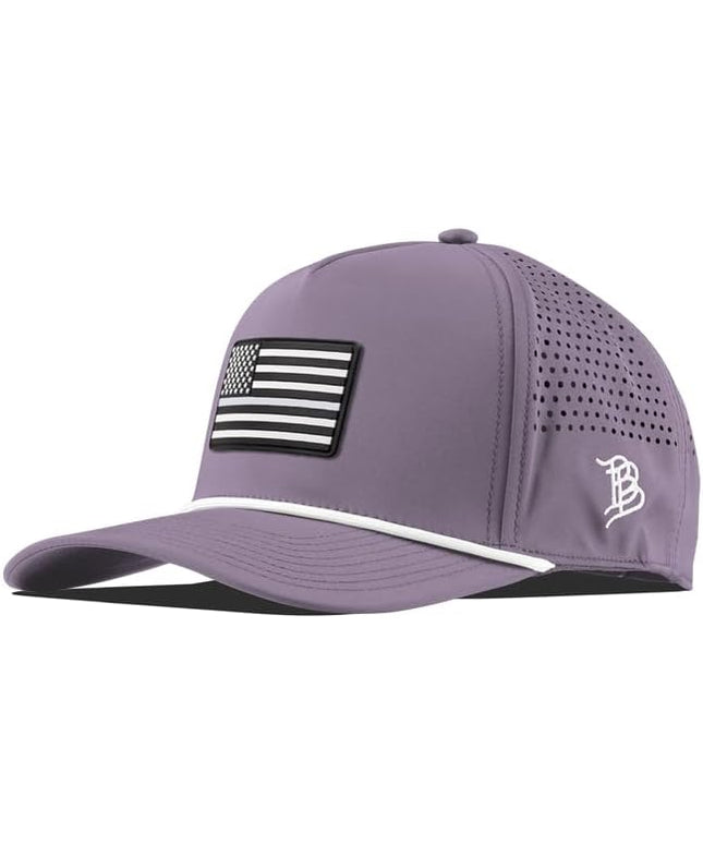 Branded Bills Vintage Old Glory PVC Curved 5 Panel Rope Hat, Fits 7-7 7/8, Adjustable Snapback | Lightweight, Comfort Stretch