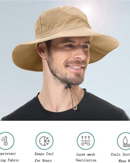 ZOORON Boonie Hat UPF 50+ Cooling Sun Hat for Men and Women,Wide Brim Bucket Hats with UV Protection for Safari Hiking Beach