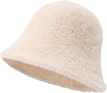 Winter Plush Fuzzy Polyester Bucket Hat Fisherman Hats for Women Men Bucket hat
