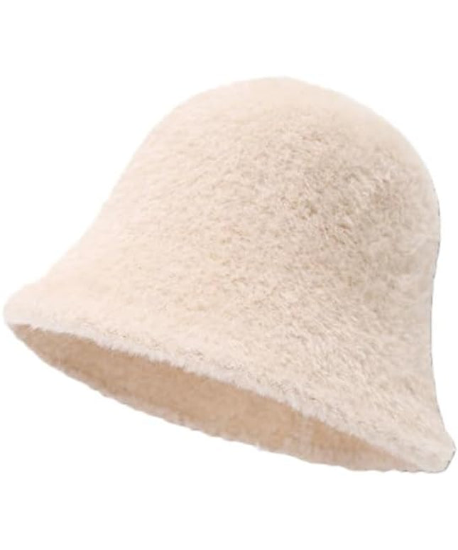 Winter Plush Fuzzy Polyester Bucket Hat Fisherman Hats for Women Men Bucket hat