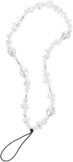 Bohemian 8Mm Faceted Crystal Pearl Beaded Phone Wrist Strap Key Lanyard for Women Anti-Lost Phone Hanging Rope Charm