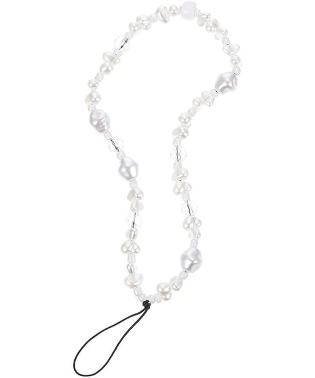 Bohemian 8Mm Faceted Crystal Pearl Beaded Phone Wrist Strap Key Lanyard for Women Anti-Lost Phone Hanging Rope Charm