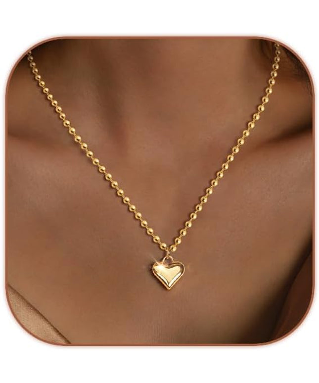 Cute Heart Necklace Dainty 18k Gold Plated Tiny Heart Pendant Choker Necklaces Small Gold Love Open Heart Chain Necklace for Women Simple Gold Necklace for Women Trendy Jewelry