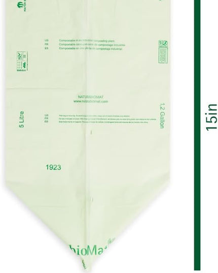 bioMat 1.2 Gallon Compostable Food Scrap Bags, 150 Count, Compost Bags for Countertop Bins, BPI ASTM D6400 and CMA Certified Small Trash Bags