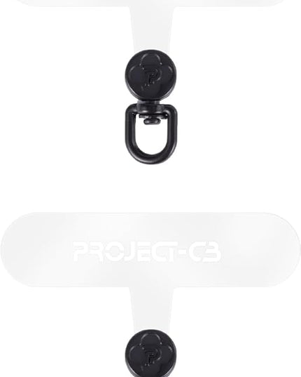 project-cb Phone Tether Tab 2 Pack,Universal Phone Lanyard Patch without Adhesive,Phone Strap Replacement Part for Cell Phone (Clear-Black)
