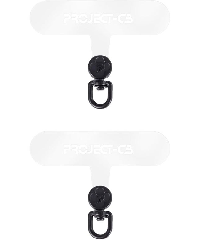 project-cb Phone Tether Tab 2 Pack,Universal Phone Lanyard Patch without Adhesive,Phone Strap Replacement Part for Cell Phone (Clear-Black)