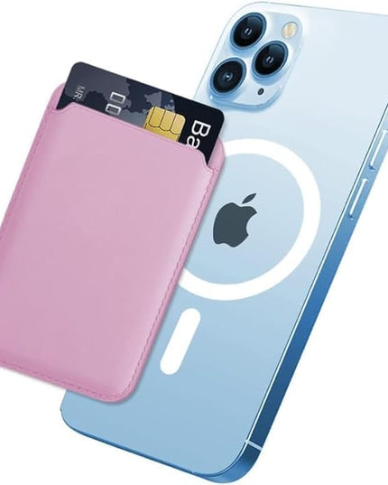 Mizi MagSafe Wallet, Magnetic Phone Vegan Leather Wallet - Slim 3 Cards Holder for iPhone 15/14/13/12 Series - Pink