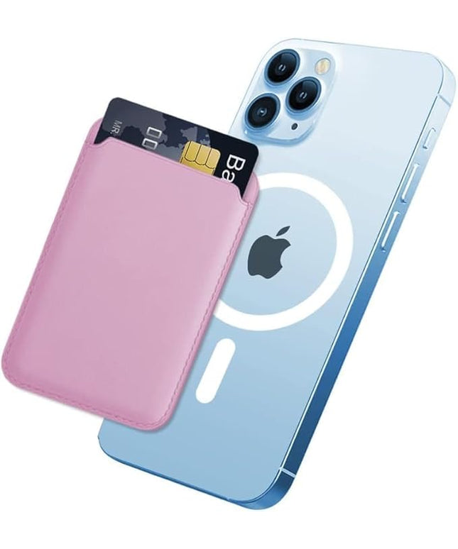 Mizi MagSafe Wallet, Magnetic Phone Vegan Leather Wallet - Slim 3 Cards Holder for iPhone 15/14/13/12 Series - Pink
