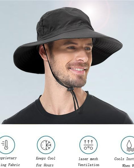 ZOORON Boonie Hat UPF 50+ Cooling Sun Hat for Men and Women,Wide Brim Bucket Hats with UV Protection for Safari Hiking Beach
